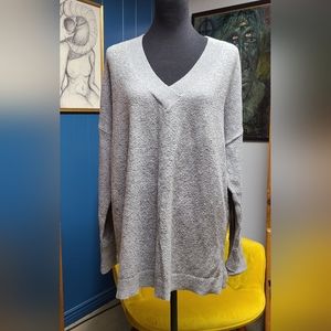 Loft Gray V-Neck Sweater Size XL